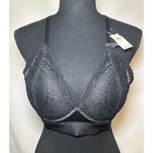 Aerie Black Lace Real Power Balconette Wireless Padded Bra‎ Women's 36C NWT